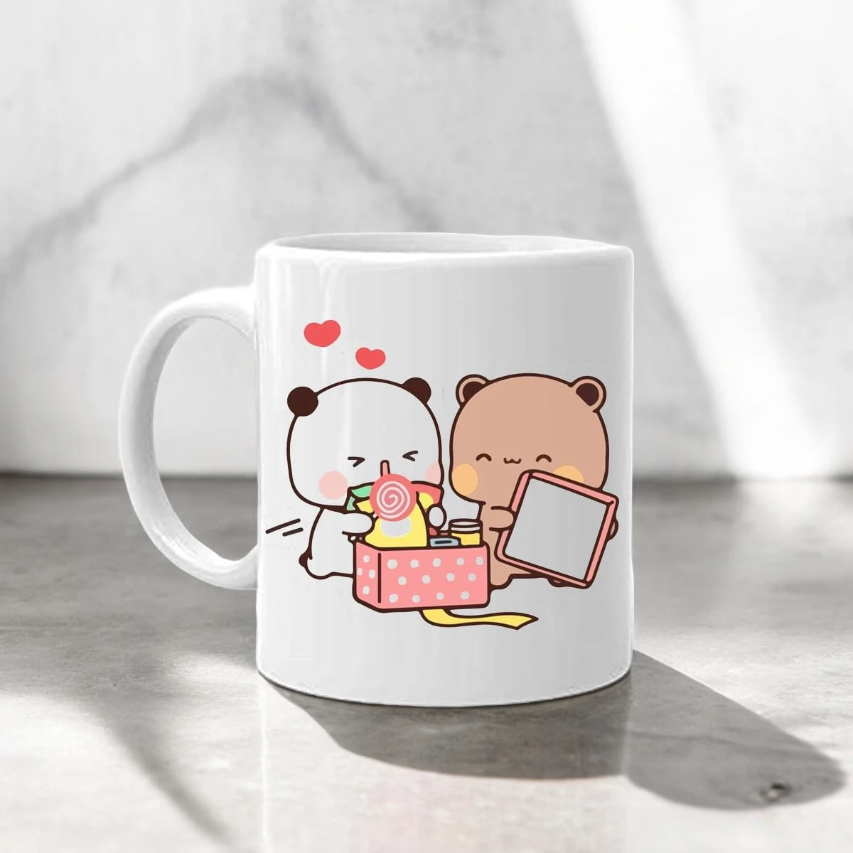 Customized Bubu Dudu Shopping Couple Cute Mug to Gift for shopping lovers Girlfriend/Boyfriend /Anniversary Gift (Set of 1)