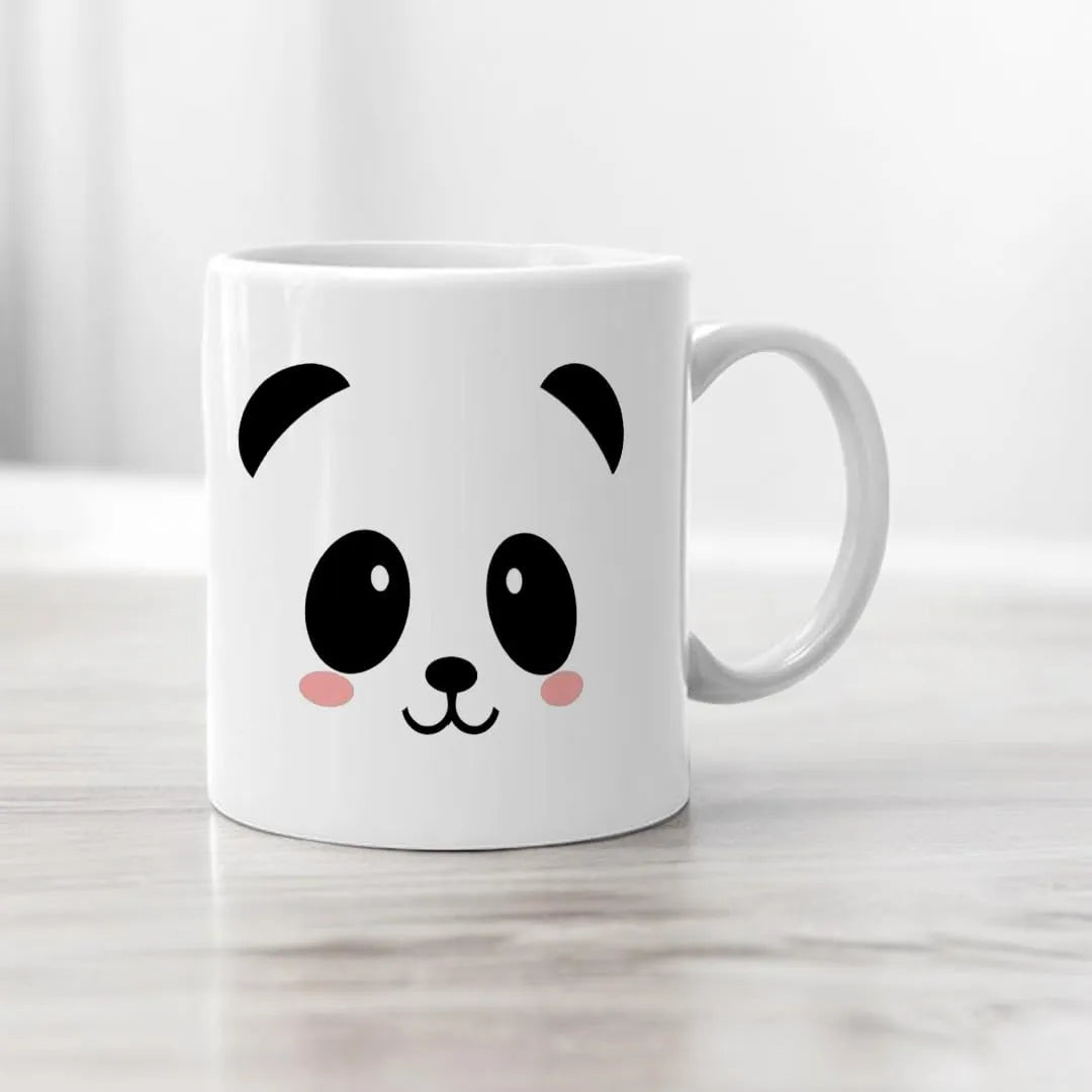 Panda Face Printed White Ceramic Coffee Mug