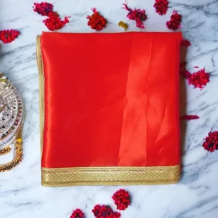 Cloth for Home Temple | Satin Cloth for Pooja Mandir ( Pink & Red )