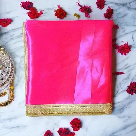 Cloth for Home Temple | Satin Cloth for Pooja Mandir ( Pink & Red )