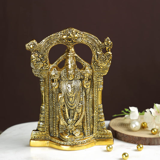 Tirupati Balaji Statue | Venkateshwara Balaji Idol | Hanging Metal Tirupati Balaji - Gold