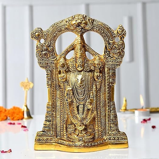 Tirupati Balaji Statue | Venkateshwara Balaji Idol | Hanging Metal Tirupati Balaji - Gold