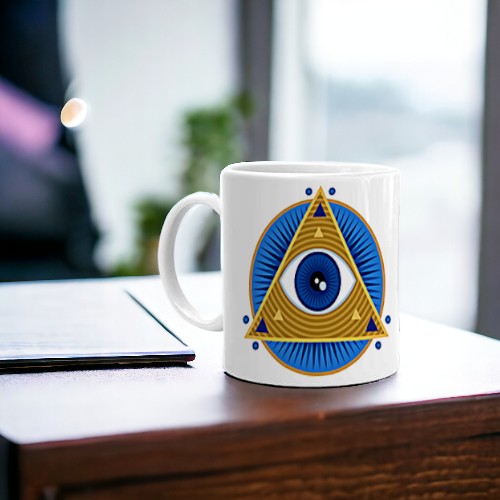 Illuminati  Printed White Coffee Mug | Evil Eyes Printed Coffee Mug
