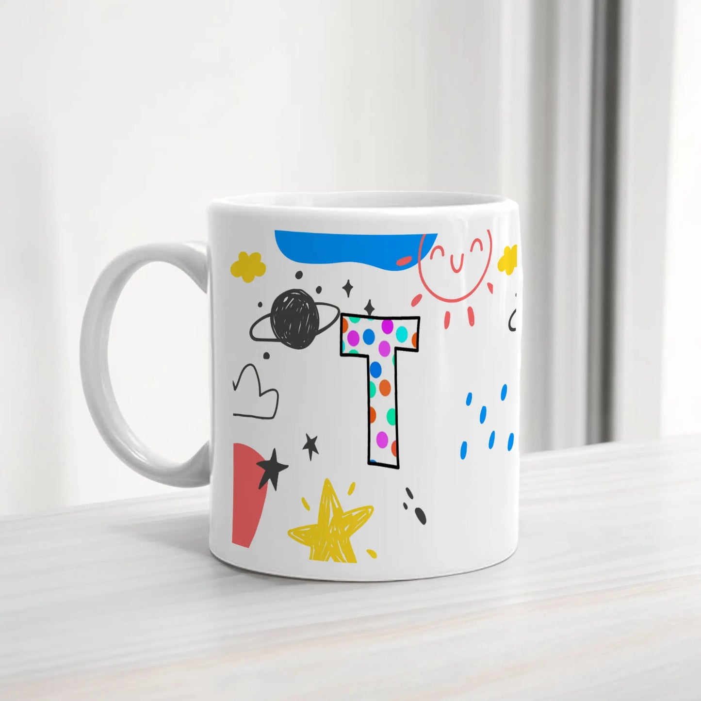 Alphabet Printed Ceramic Coffee Mug for Your Loved One