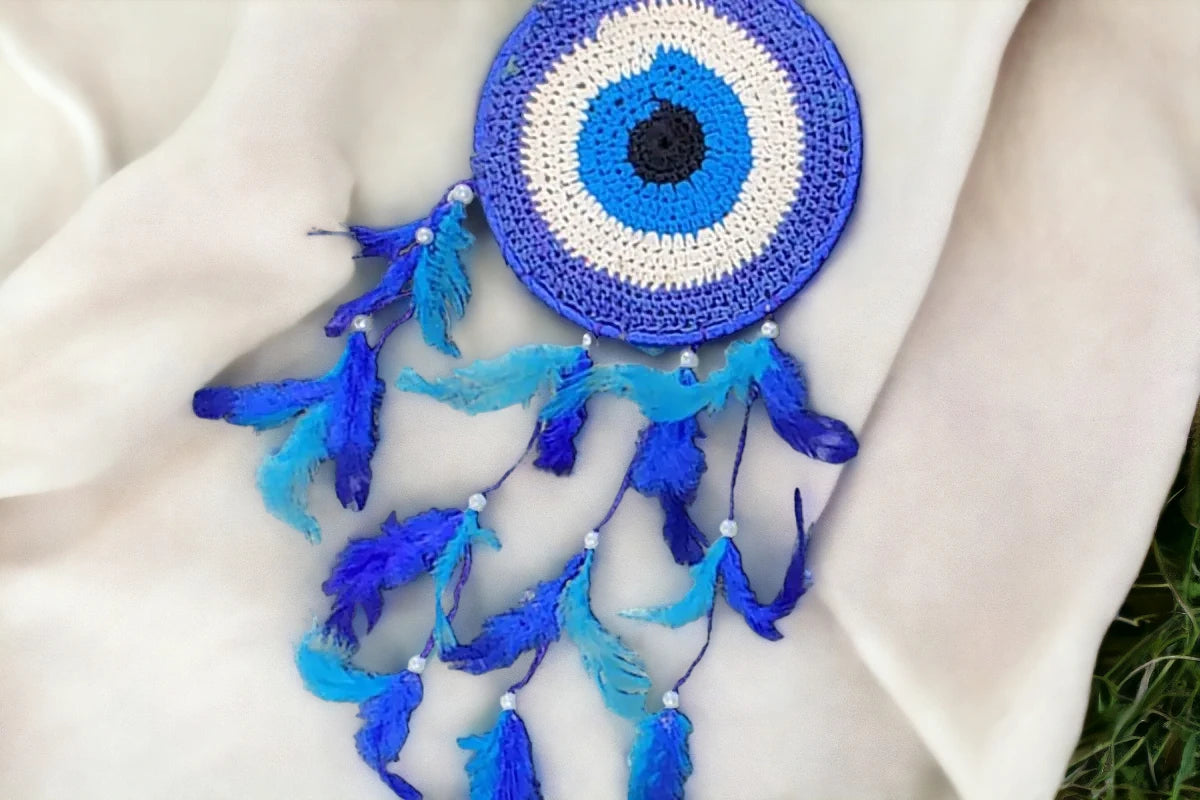 Decorative Evil Eye Dream Catcher || Dream Catcher Wall Hanging (Blue)